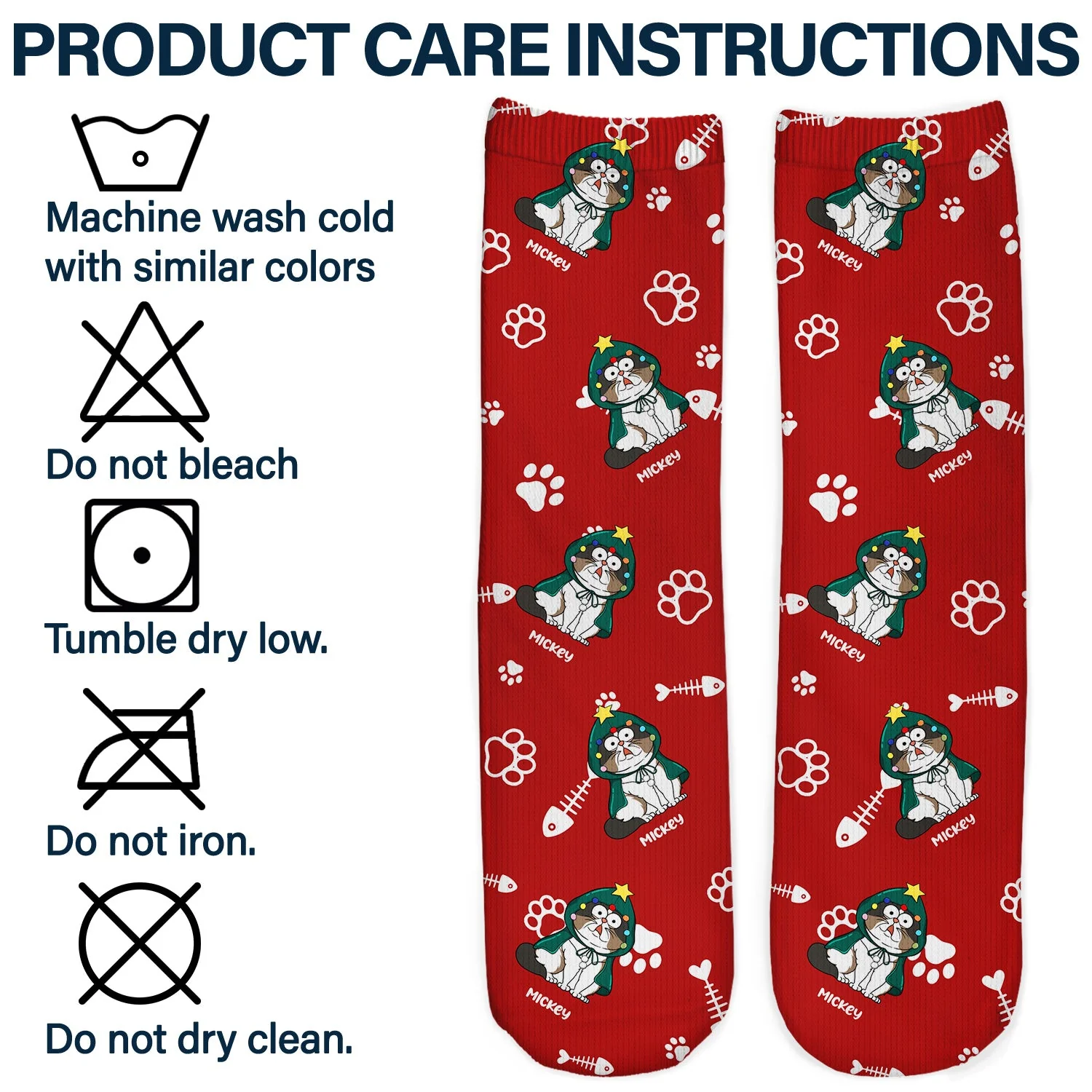 Christmas Funny Cat With Emotion - Gift For Cat Lovers - Personalized Socks - Image 5