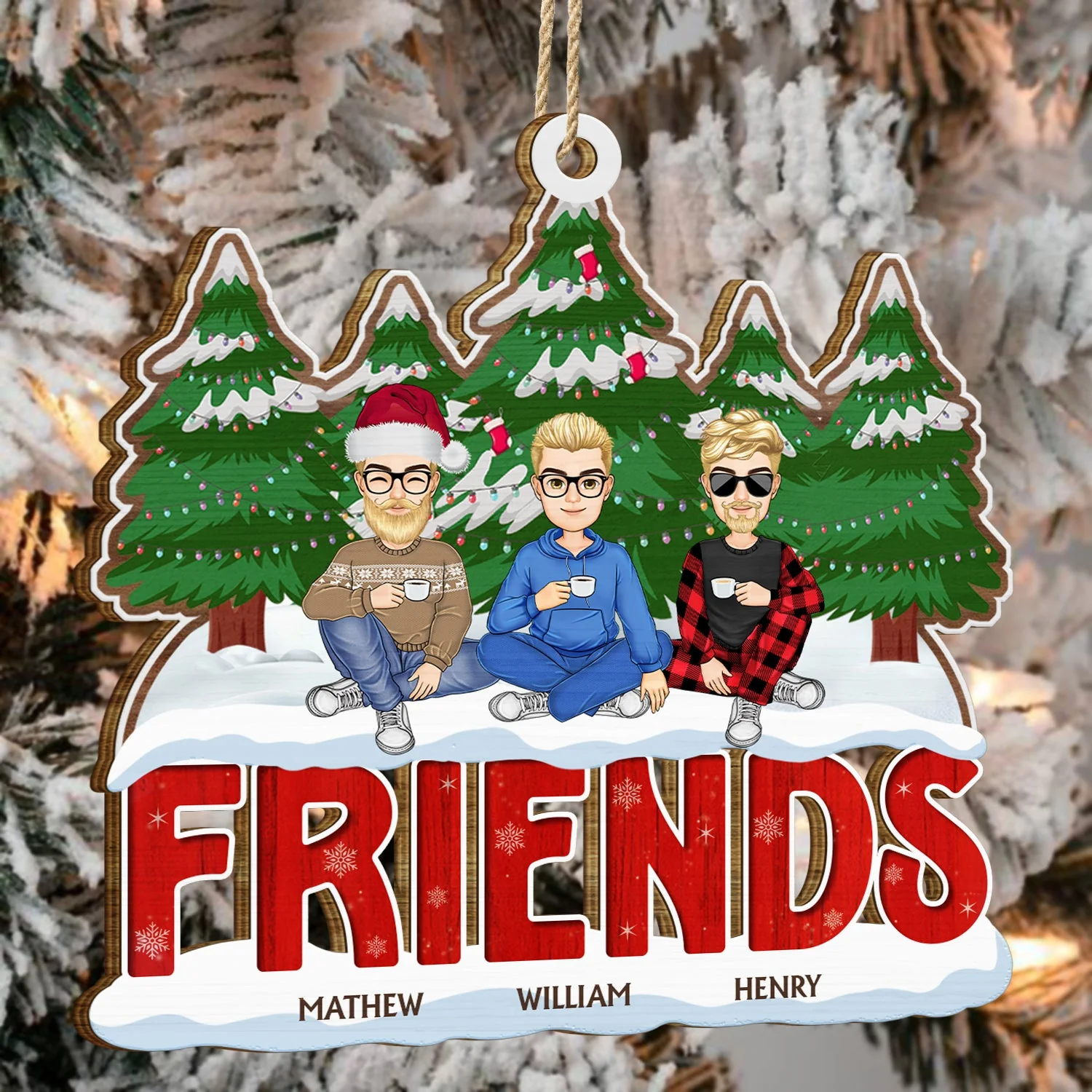 Christmas Gift For Siblings, Sisters, Brothers, Besties, Coworkers - Personalized Wooden Cutout Ornament - Image 4