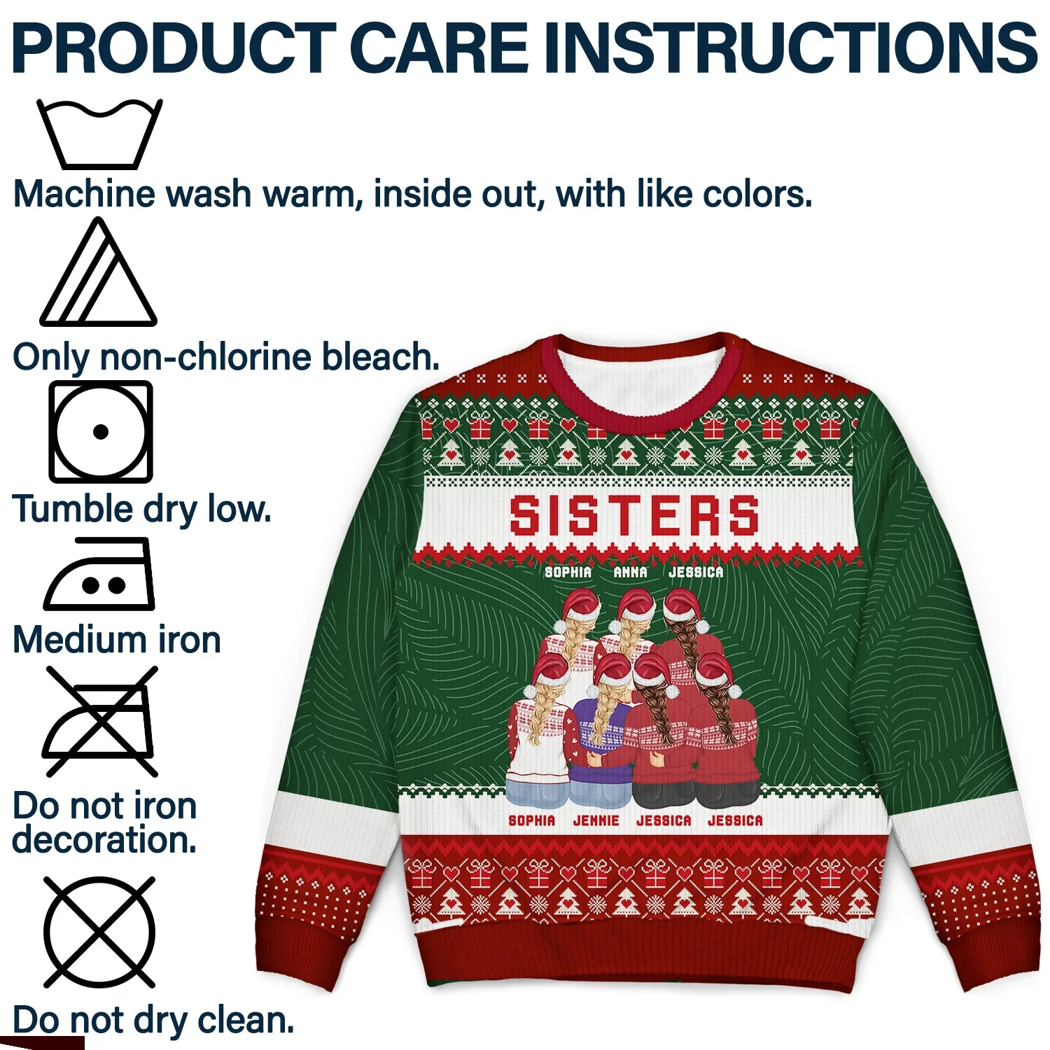 Christmas Gift For Sisters Besties Cousins - Personalized Unisex Ugly Sweater - Image 7
