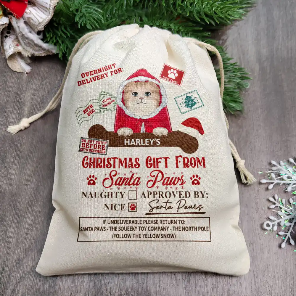 Christmas Gift From Santa Paws - Personalized Favor Bag - Image 2