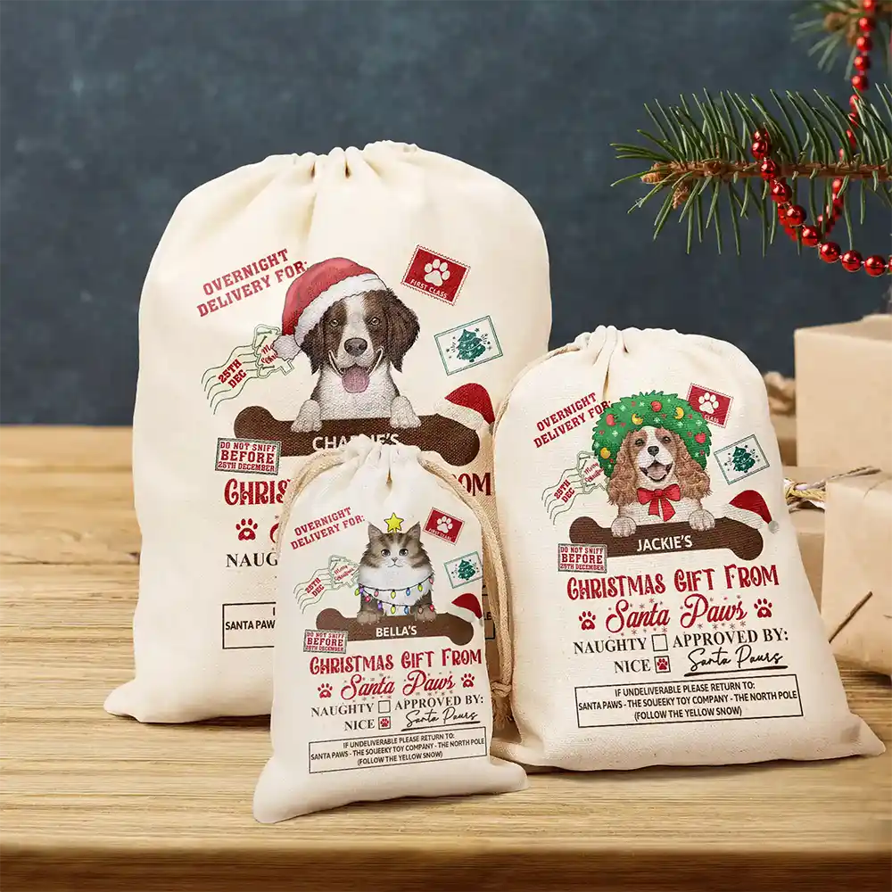 Christmas Gift From Santa Paws - Personalized Favor Bag - Image 3