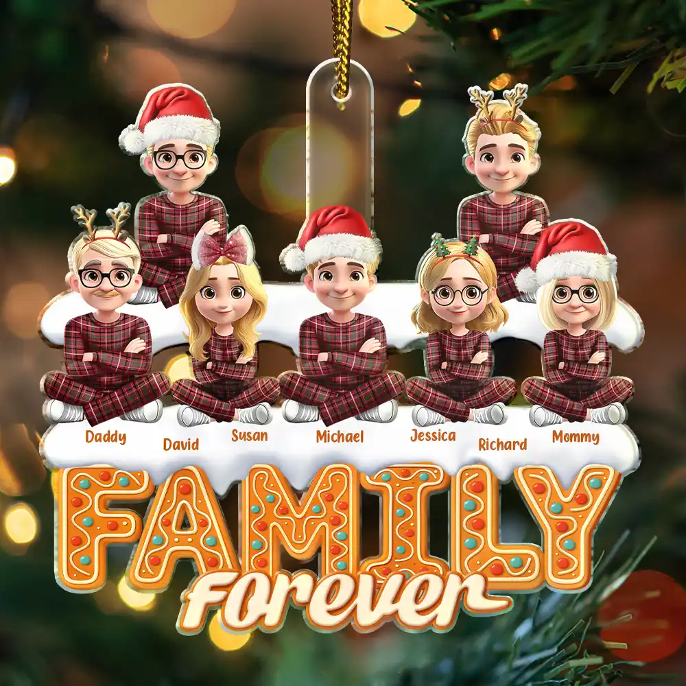Christmas Gingerbread Besties Sisters Brothers 3D Effect - Personalized Custom Shaped Acrylic Ornament - Image 3