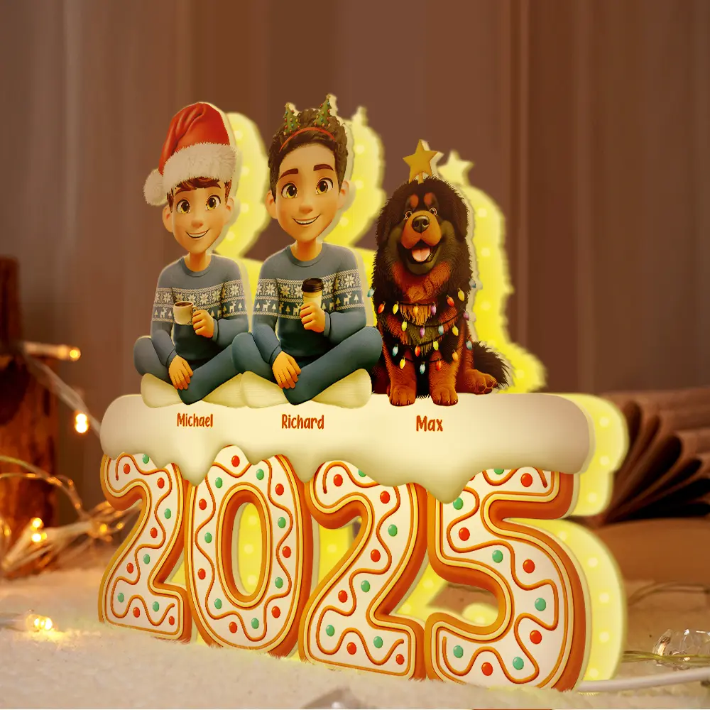 Christmas Gingerbread Family 3D Effect - Personalized Custom Shaped Light Box - Image 4