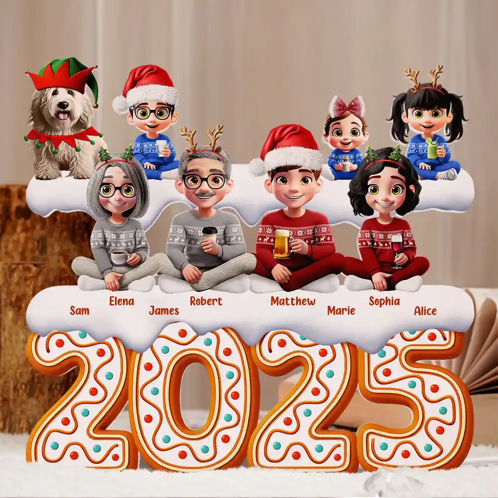 Christmas Gingerbread Family 3D Effect - Personalized Custom Shaped Light Box - Image 5