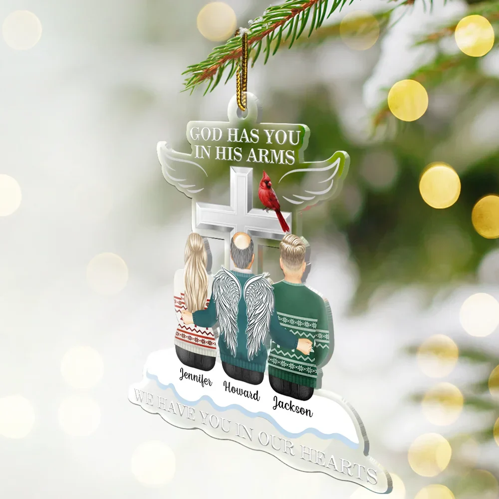 Christmas God Has You In His Arms - Personalized Cutout Acrylic Ornament - Image 2