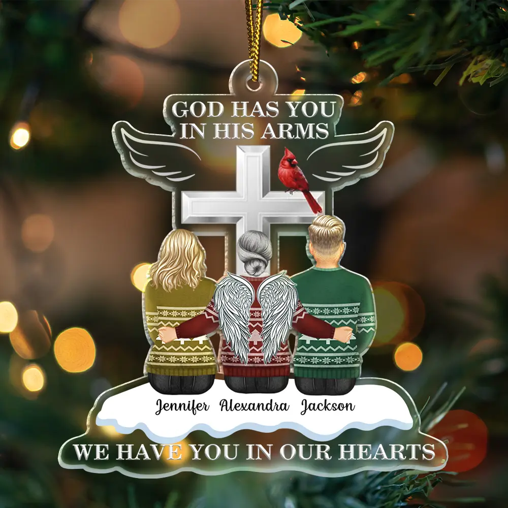 Christmas God Has You In His Arms - Personalized Cutout Acrylic Ornament - Image 3