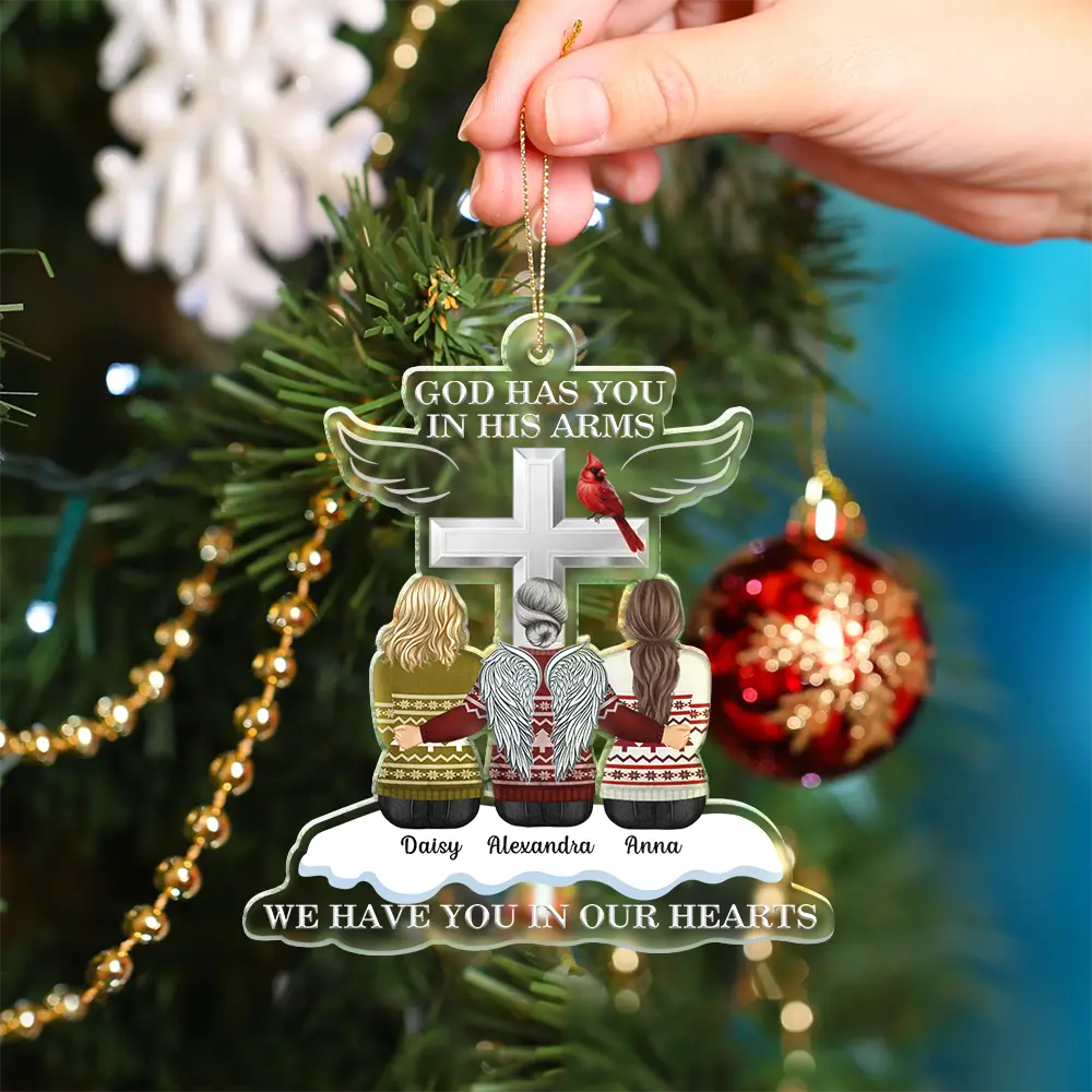 Christmas God Has You In His Arms - Personalized Cutout Acrylic Ornament - Image 4