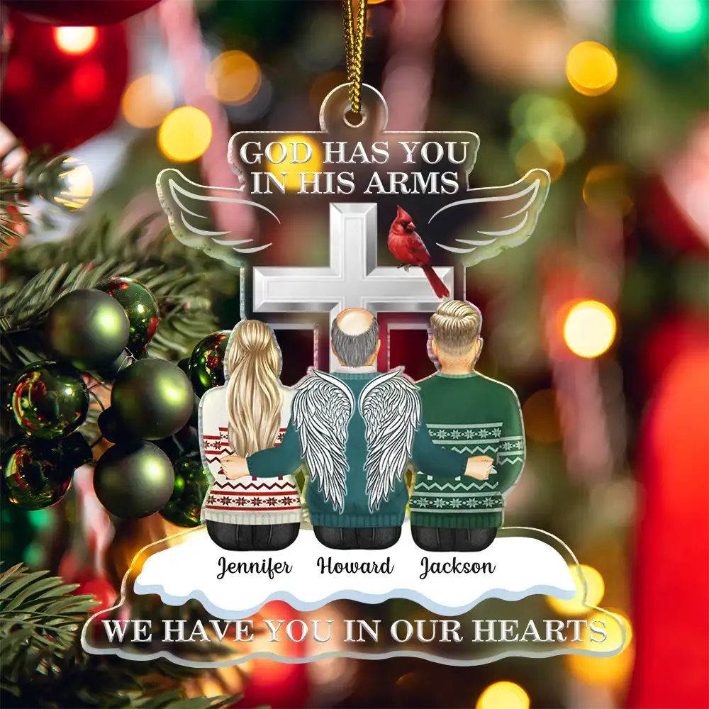 Christmas God Has You In His Arms - Personalized Cutout Acrylic Ornament - Image 5