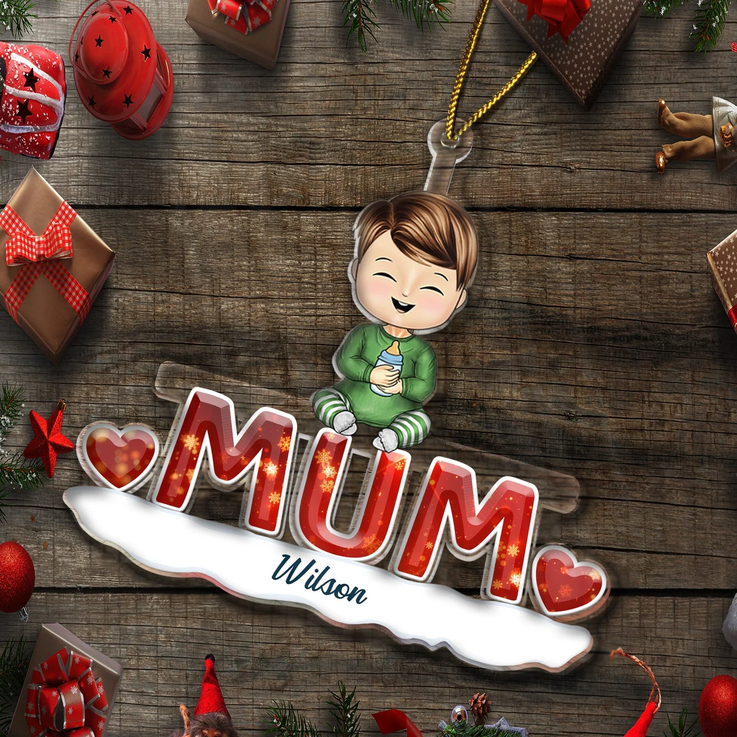 Christmas Grandkids Nana Papa Mommy Dad - Loving Gift For Grandpa, Grandma, Grandparents - Personalized Cutout Acrylic Ornament - Image 6