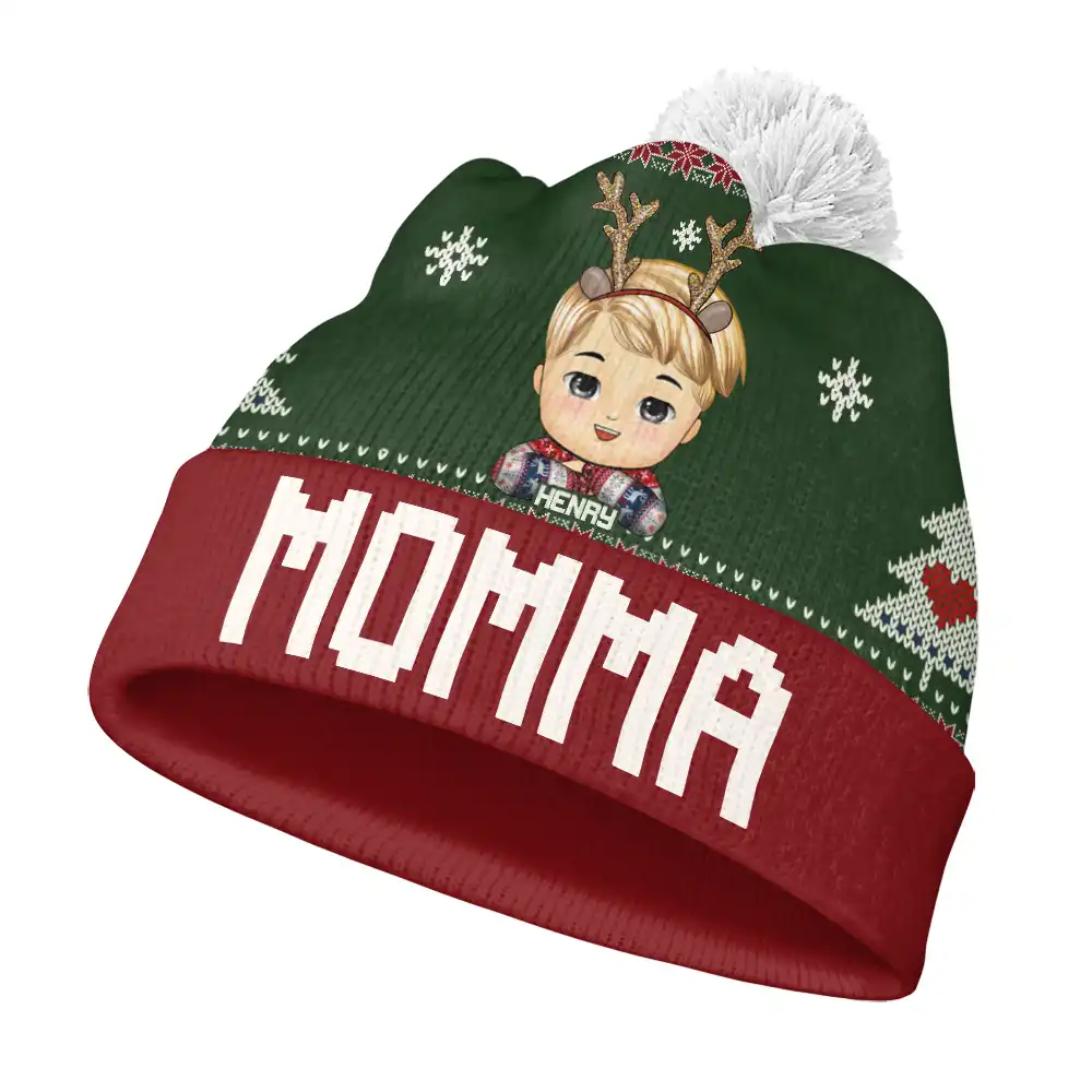 Christmas Grandkids - Personalized Bobble Beanie Hat - Image 2