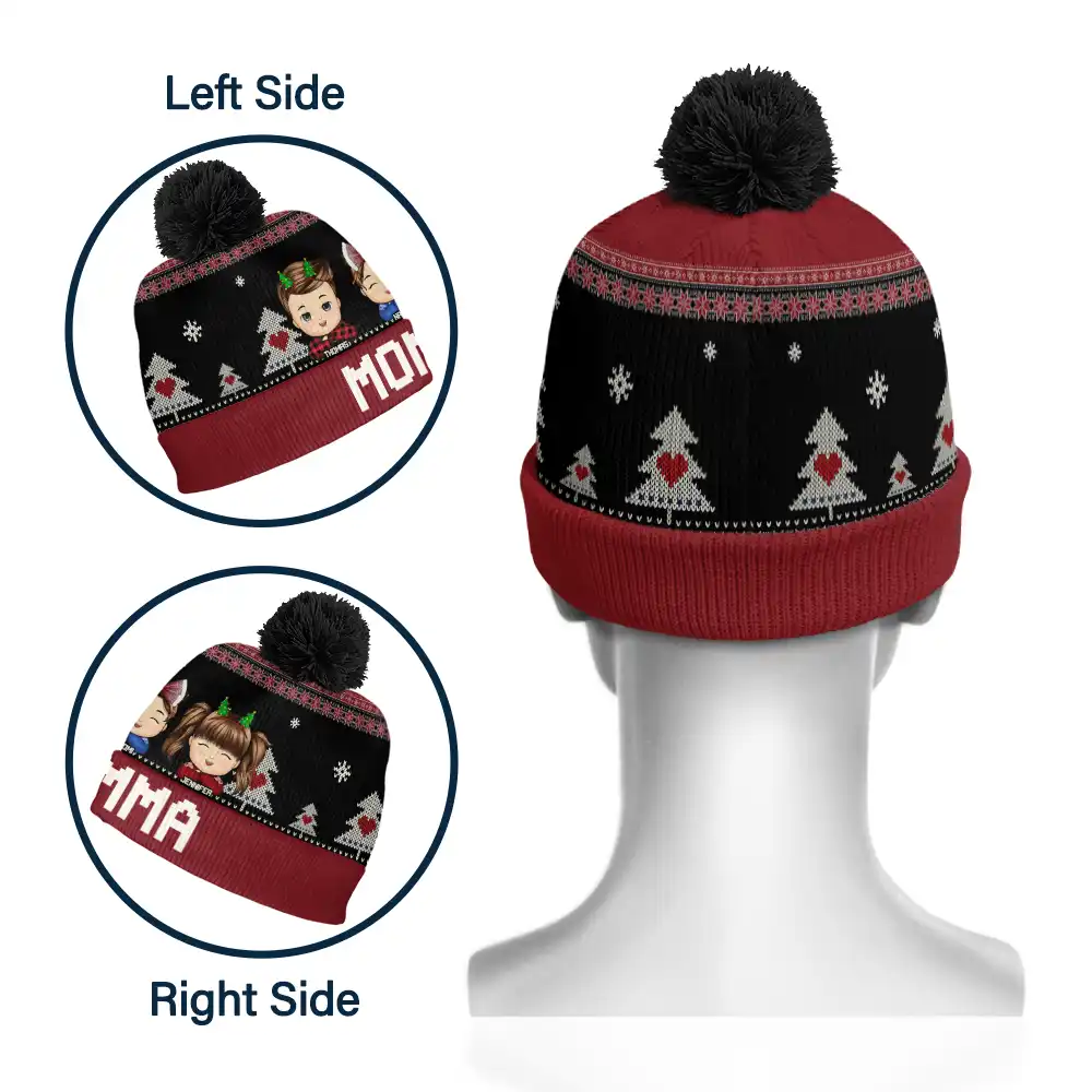Christmas Grandkids - Personalized Bobble Beanie Hat - Image 3