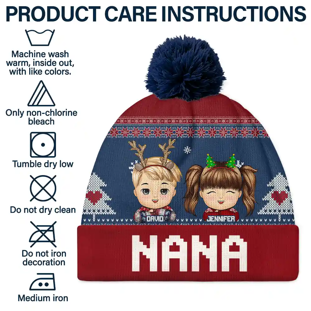 Christmas Grandkids - Personalized Bobble Beanie Hat - Image 6