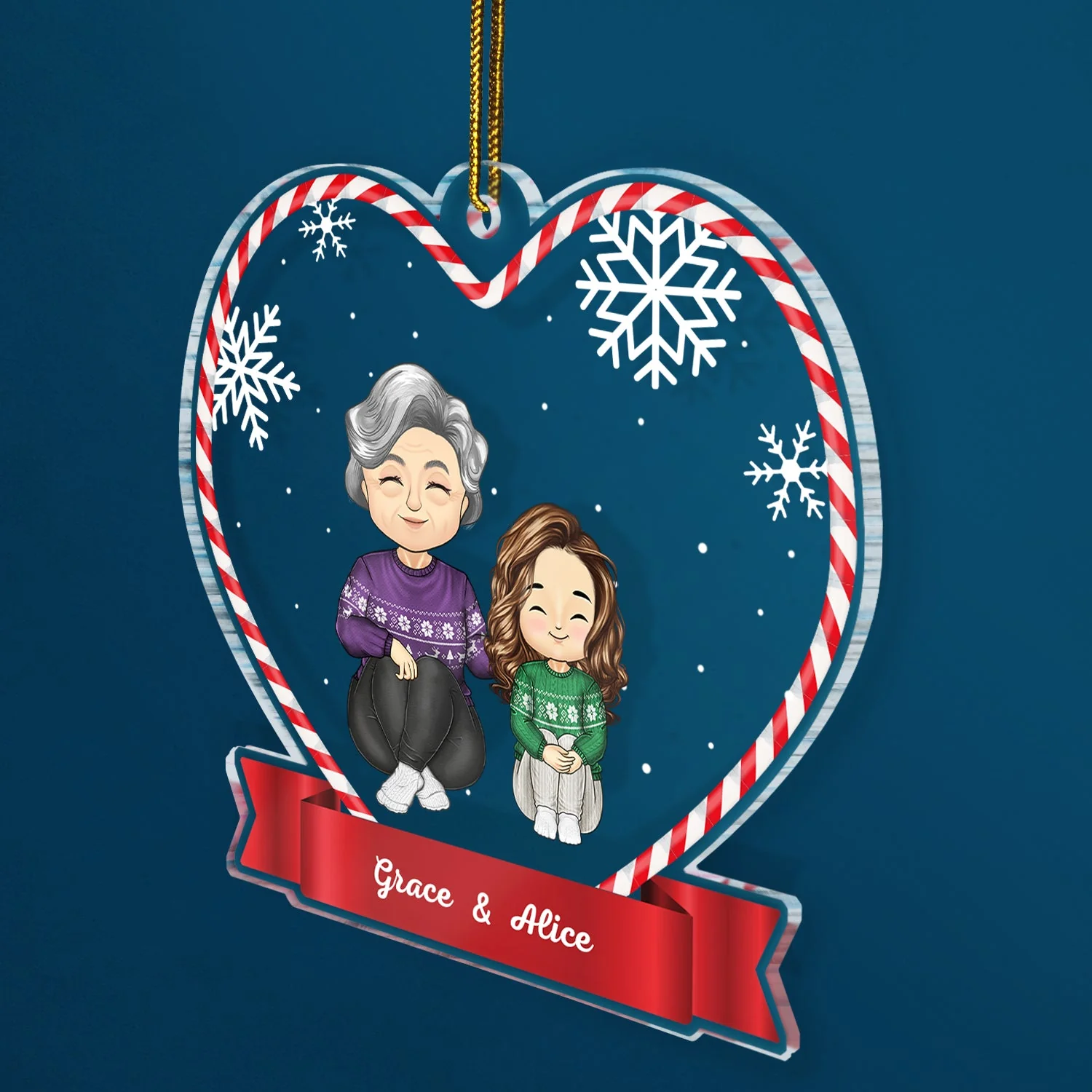 Christmas Grandma Mom Grandkids Kids - Gift For Granddaughter, Grandson - Personalized Custom Shaped Acrylic Ornament - Image 2