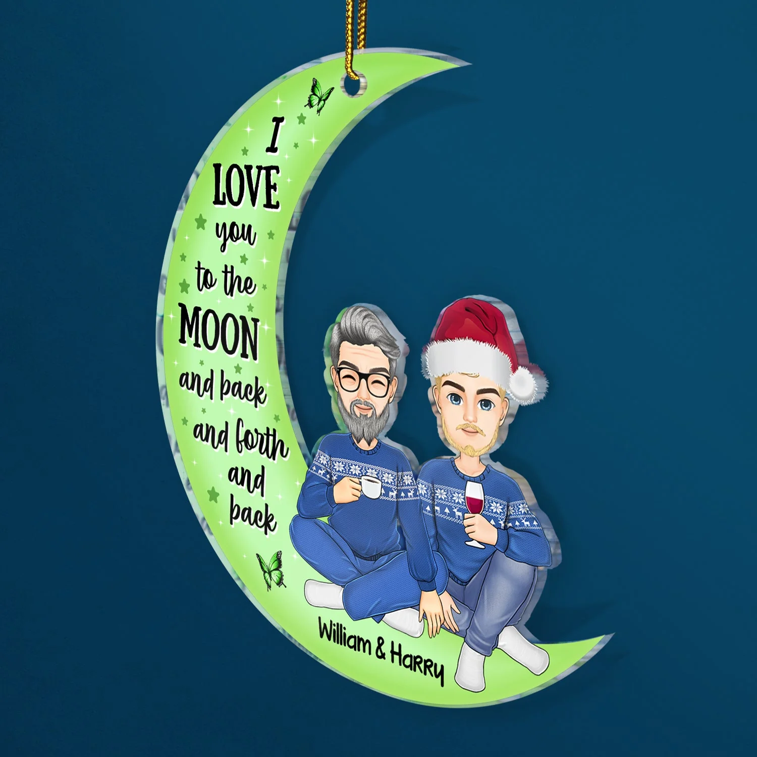 Christmas Grandparents Love You To The Moon & Back - Gift For Grandparents - Personalized Cutout Acrylic Ornament - Image 2