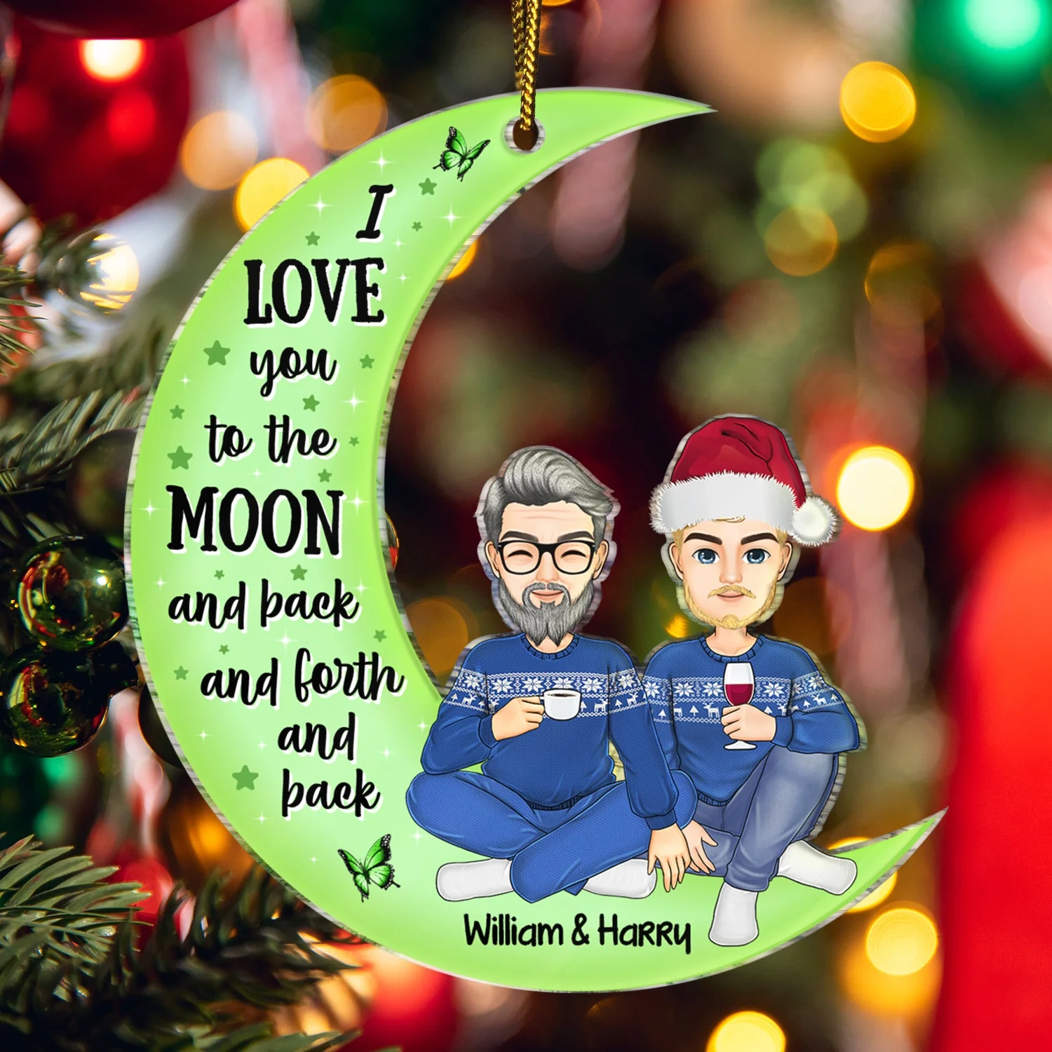 Christmas Grandparents Love You To The Moon & Back - Gift For Grandparents - Personalized Cutout Acrylic Ornament - Image 5