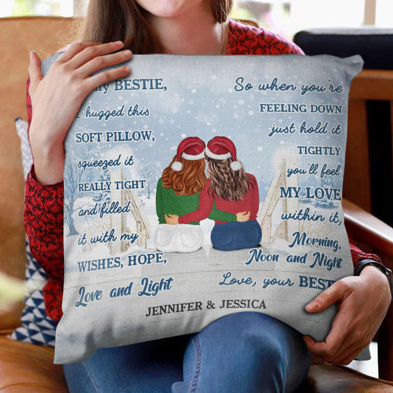 Christmas I Hugged This Soft Pillow - Gift For Bestie - Personalized Custom Pillow - Image 2