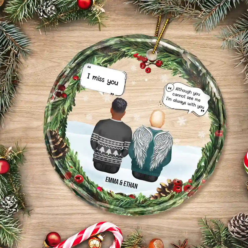 Christmas I Miss You More Than Everything - Personalized Circle Glass Ornament - Image 3