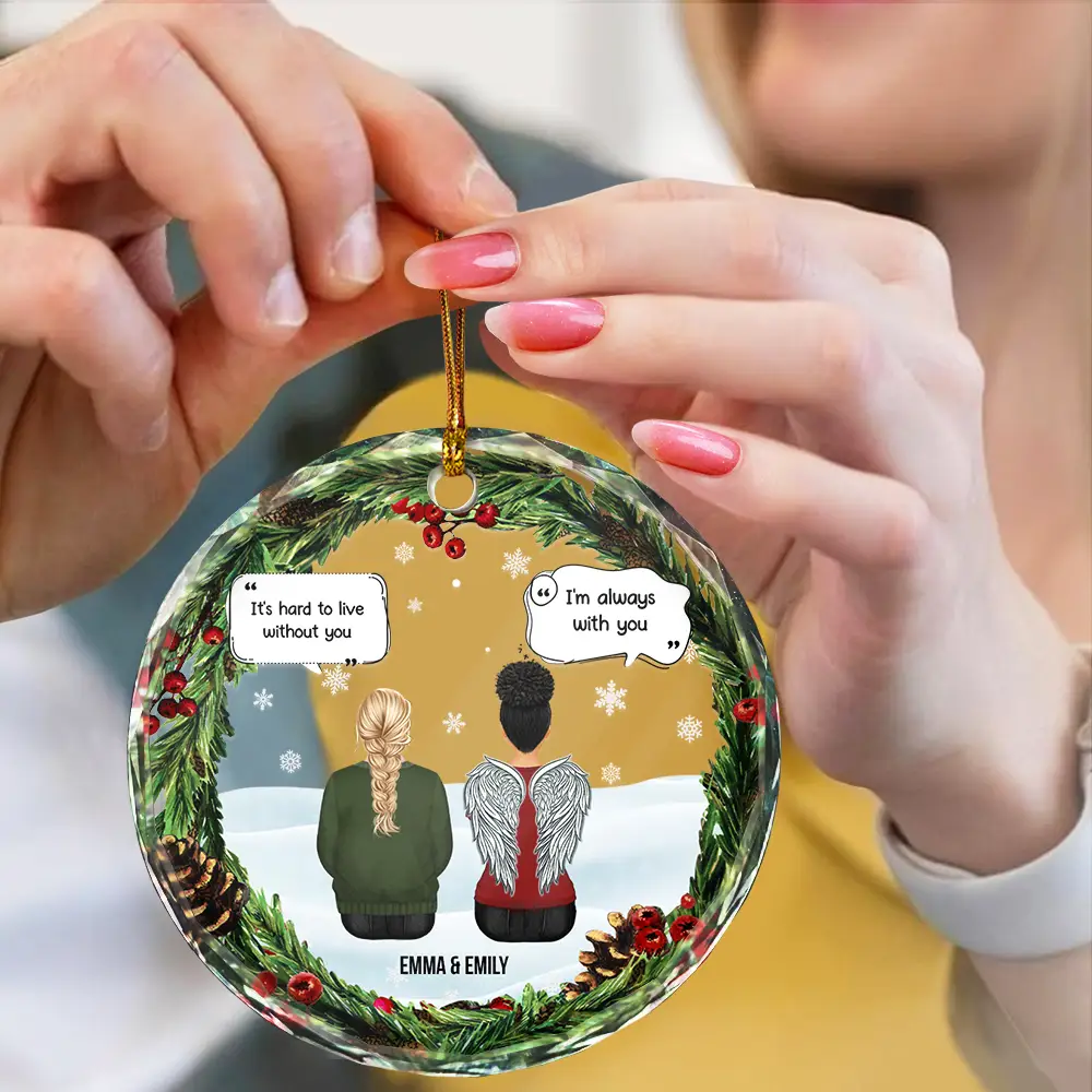 Christmas I Miss You More Than Everything - Personalized Circle Glass Ornament - Image 4