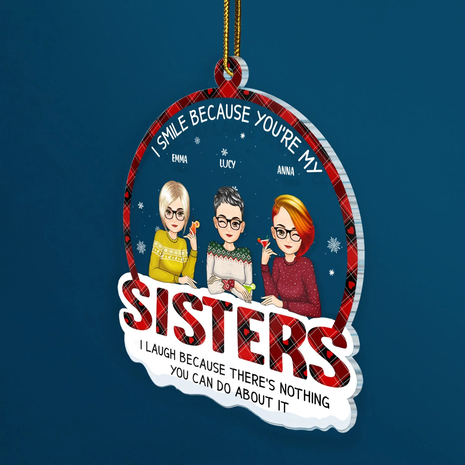 Christmas I Smile Because You Are My Sister - Gift For Sister - Personalized Custom Shaped Acrylic Ornament - Image 2