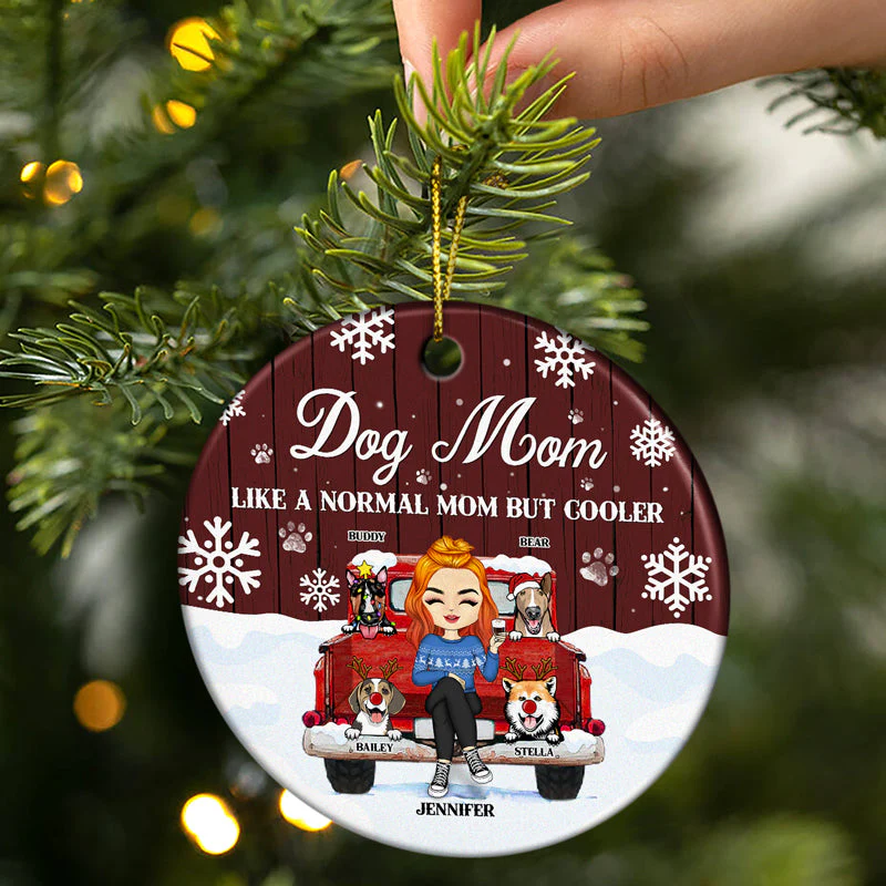 Christmas Is Better With My Dogs - Gift For Dog Lovers - Personalized Custom Circle Ceramic Ornament - Image 2