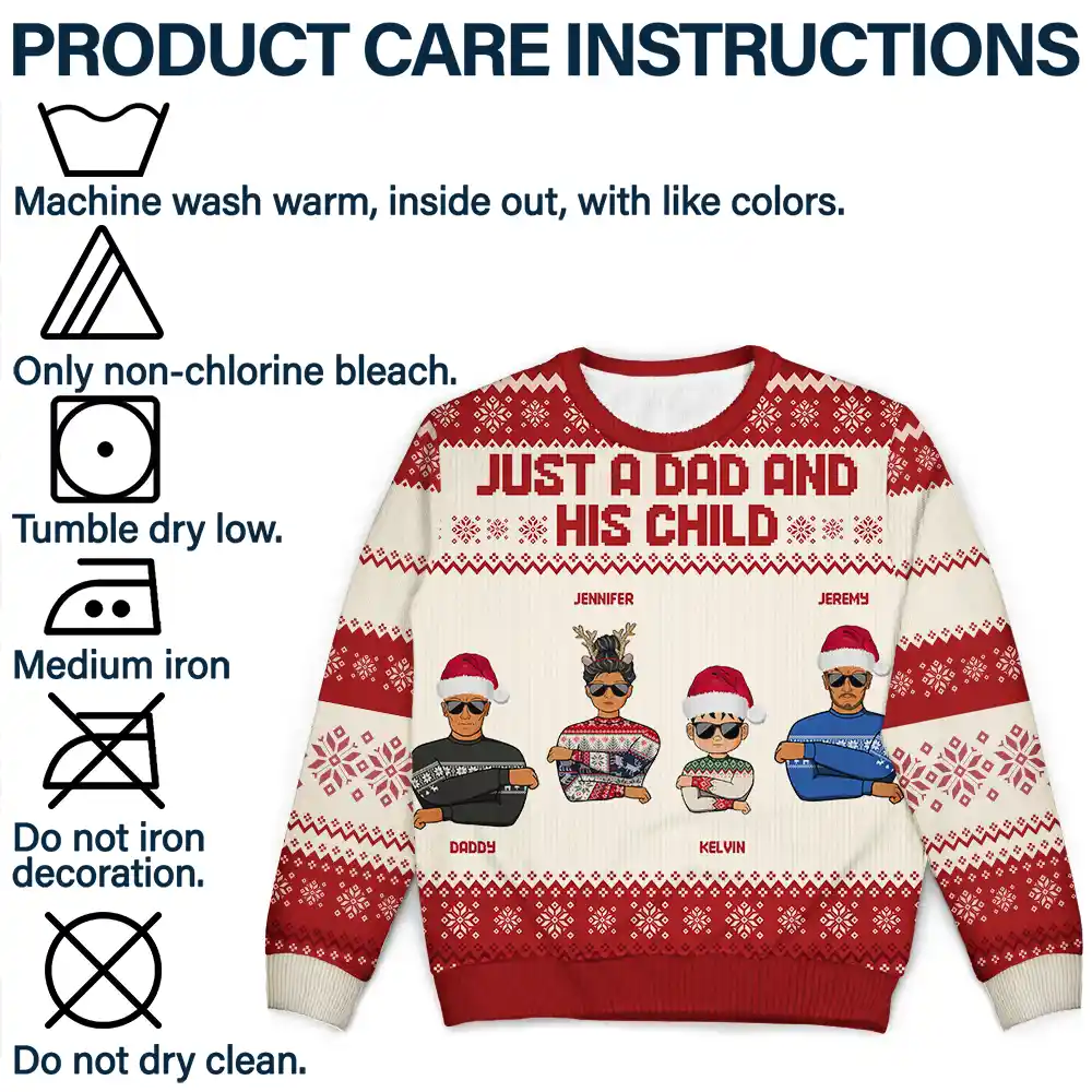 Christmas Just A Dad And His Girl - Personalized Unisex Ugly Sweater - Image 7