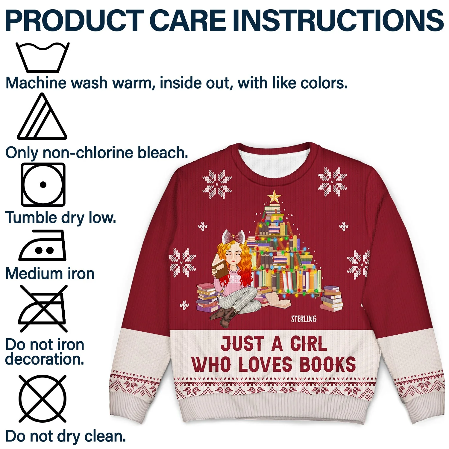 Christmas Just A Girl Who Loves Books - Gift For Book Lovers - Personalized Unisex Ugly Sweater - Image 7