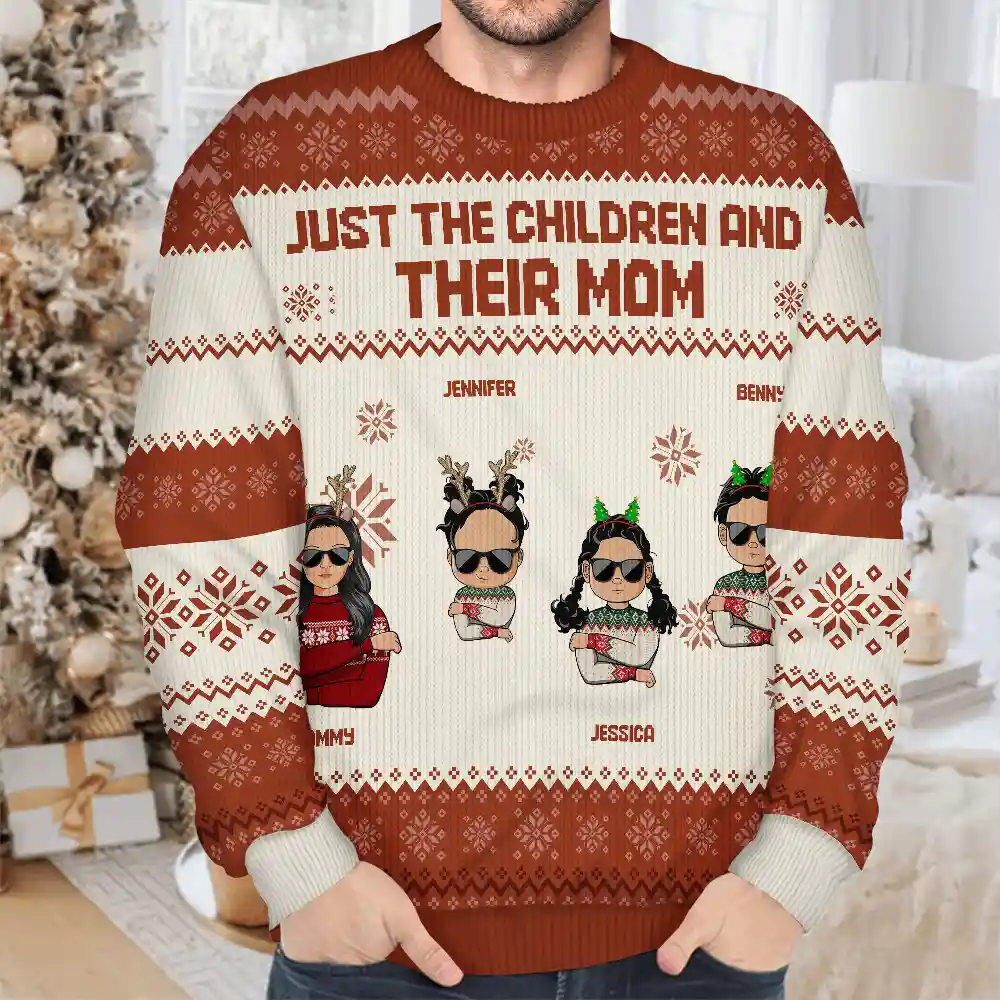 Christmas Just A Mom And Her Boy - Personalized Unisex Ugly Sweater - Image 4