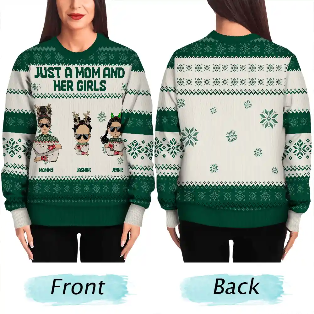 Christmas Just A Mom And Her Boy - Personalized Unisex Ugly Sweater - Image 5