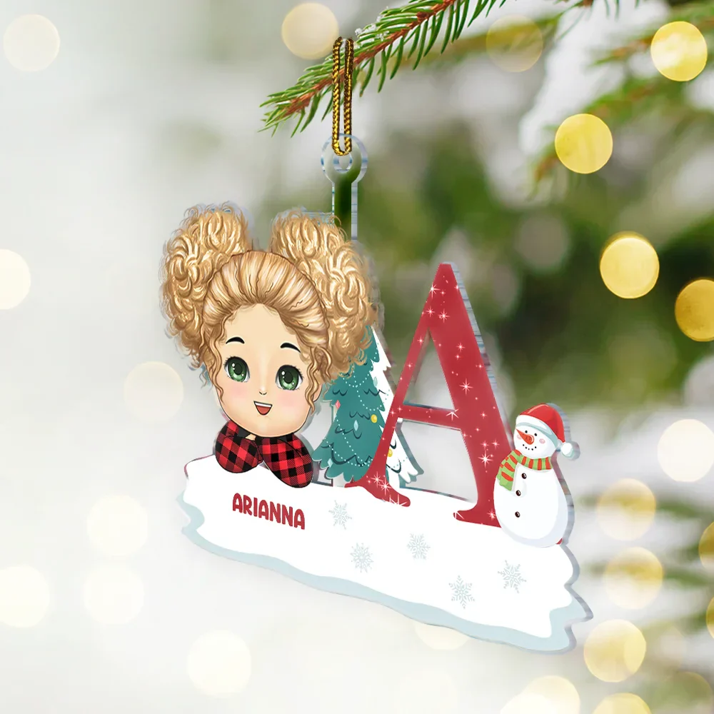 Christmas Kids Monogram - Personalized Cutout Acrylic Ornament - Image 2