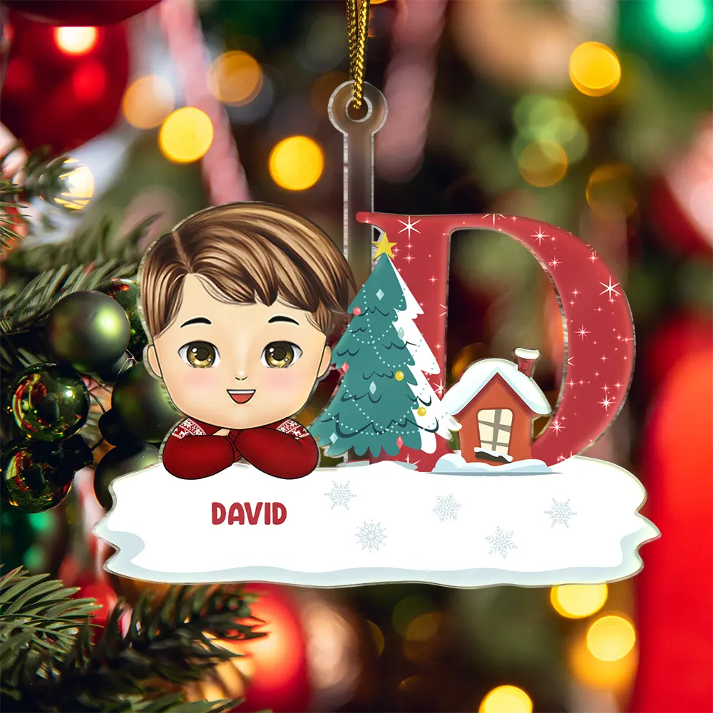 Christmas Kids Monogram - Personalized Cutout Acrylic Ornament - Image 5