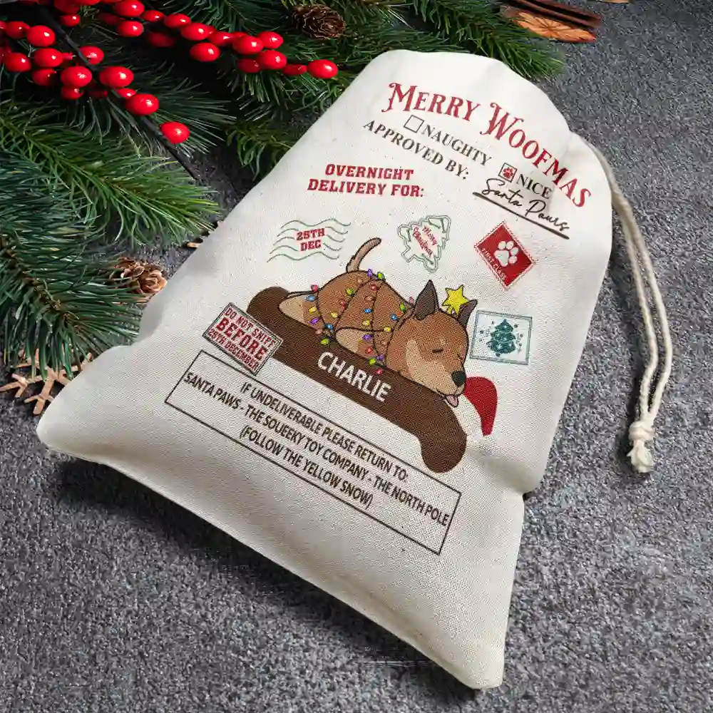 Christmas Lying Dog Merry Woofmas - Personalized Favor Bag - Image 4
