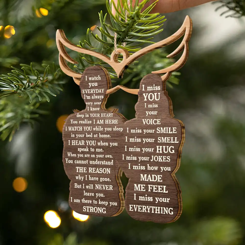 Christmas Memorial I Miss You Backside - Personalized Wooden Ornament Print 2 Sides - Image 2
