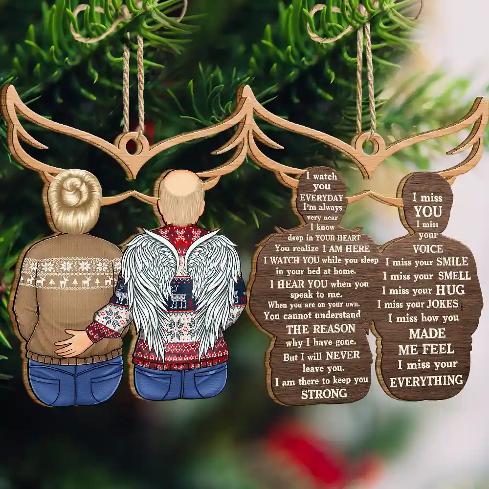 Christmas Memorial I Miss You Backside - Personalized Wooden Ornament Print 2 Sides - Image 3