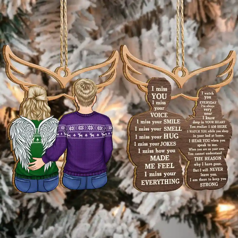 Christmas Memorial I Miss You Backside - Personalized Wooden Ornament Print 2 Sides - Image 4