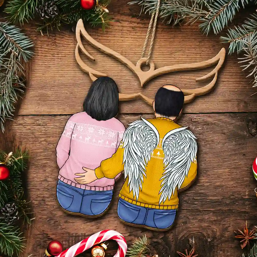 Christmas Memorial I Miss You Backside - Personalized Wooden Ornament Print 2 Sides - Image 5