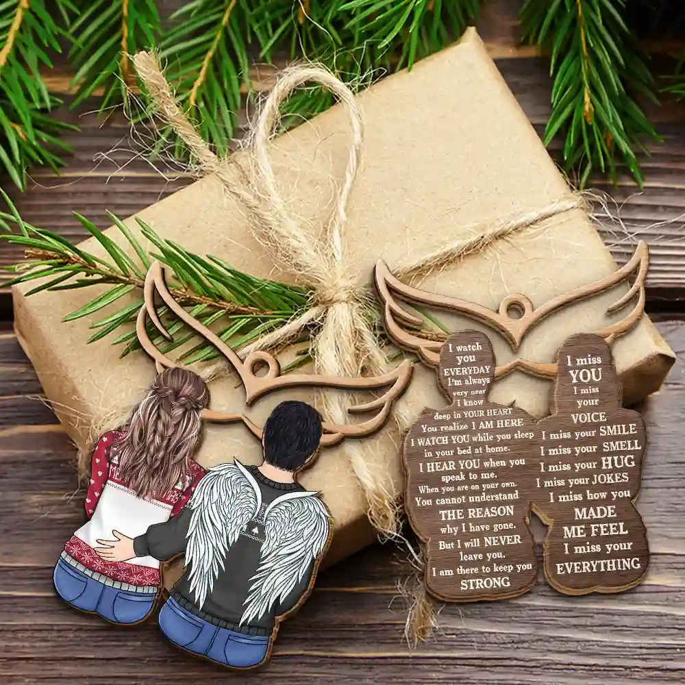 Christmas Memorial I Miss You Backside - Personalized Wooden Ornament Print 2 Sides - Image 6
