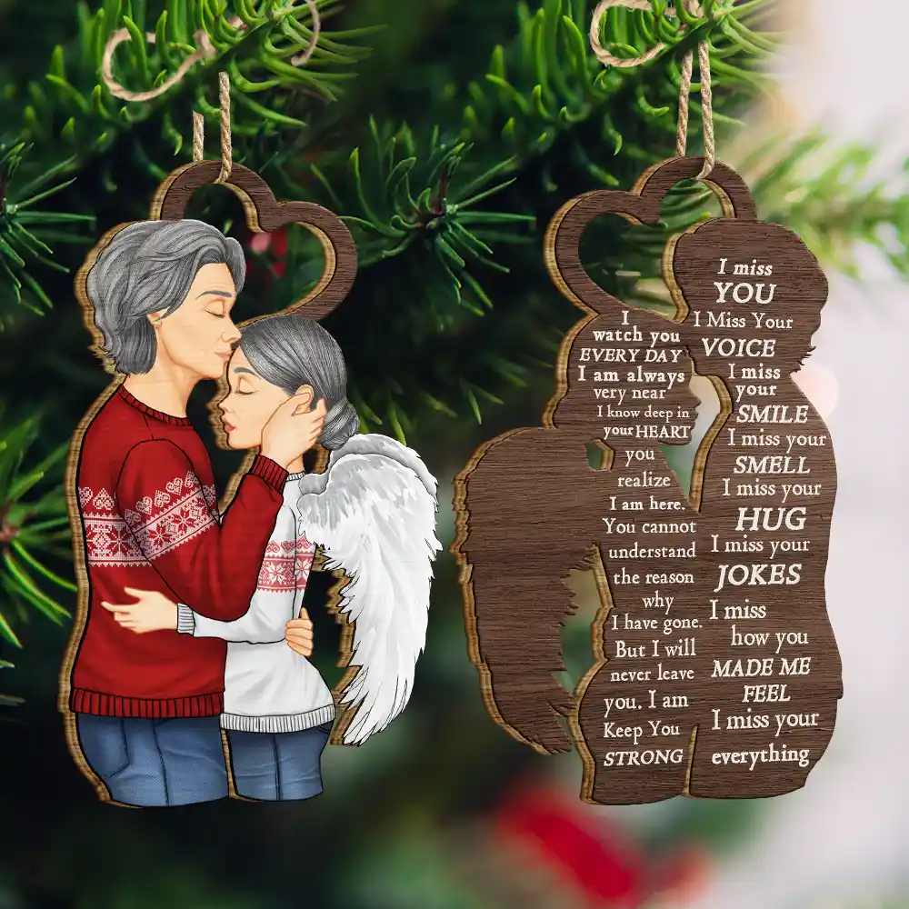 Christmas Memorial I Miss You - Personalized Wooden Ornament Print 2 Sides - Image 3