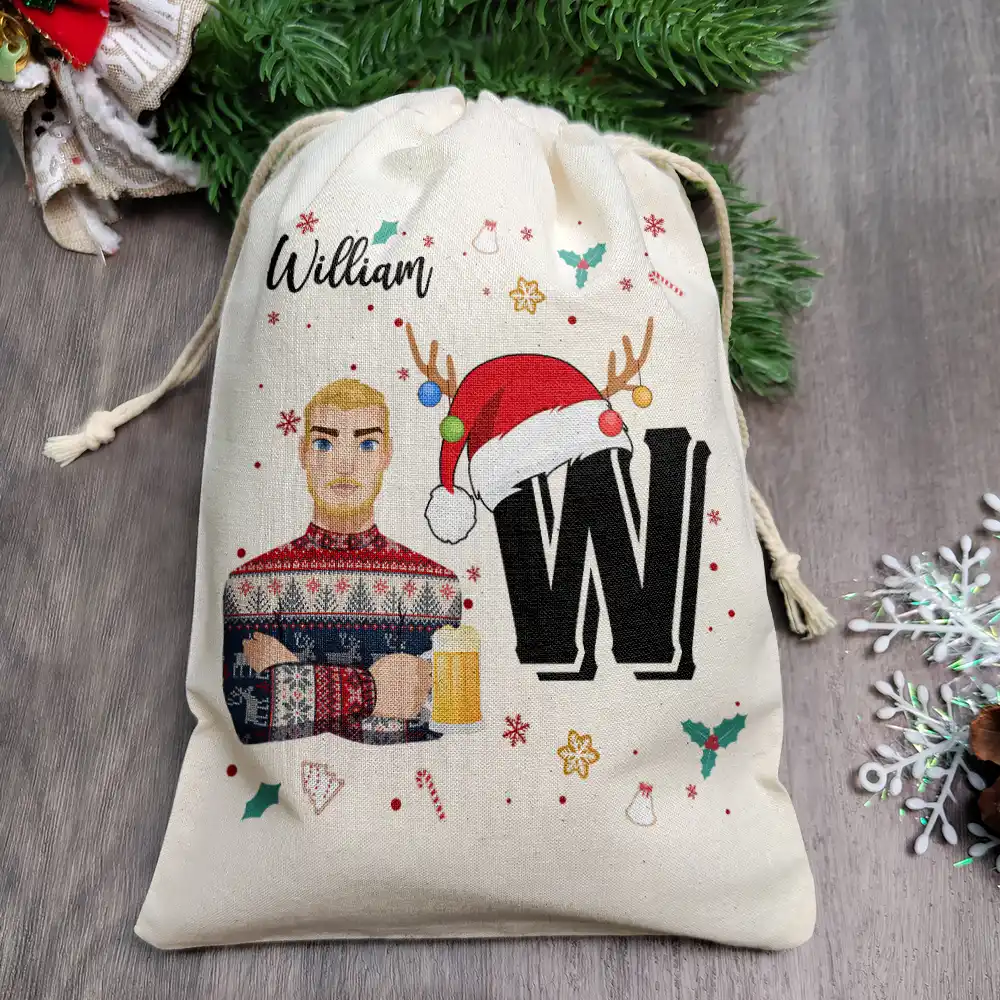 Christmas Monogram Letter Family - Personalized Favor Bag - Image 2