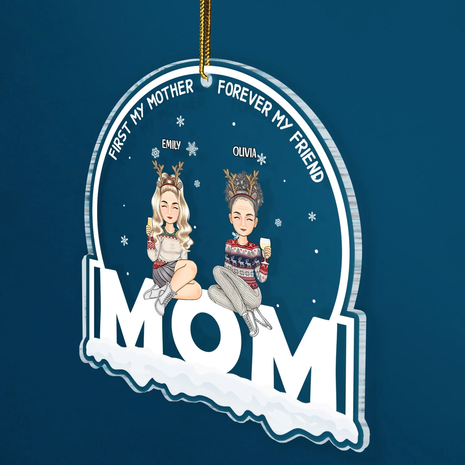 Christmas Mother & Daughter From The Start - Gift For Mom - Personalized Custom Shaped Acrylic Ornament - Image 2