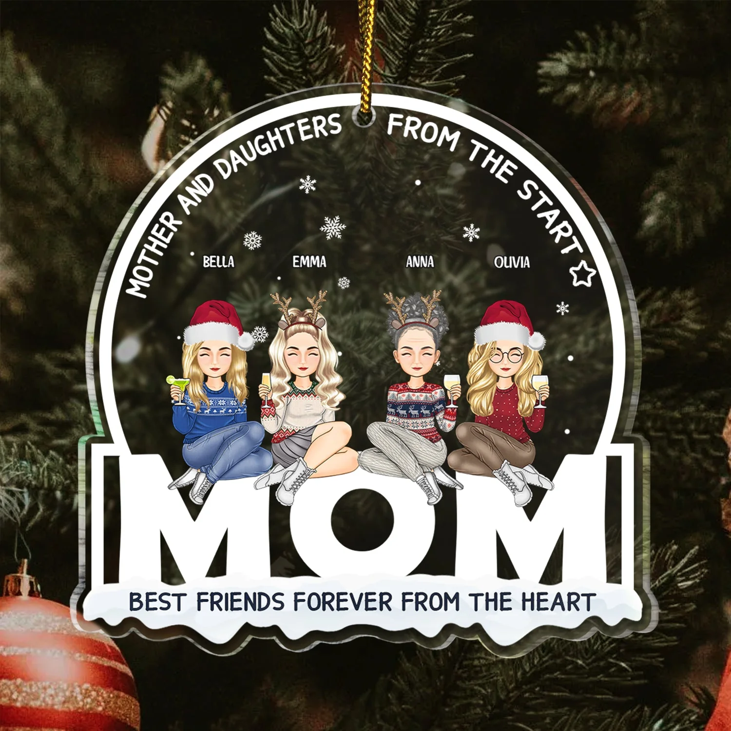 Christmas Mother & Daughter From The Start - Gift For Mom - Personalized Custom Shaped Acrylic Ornament - Image 3