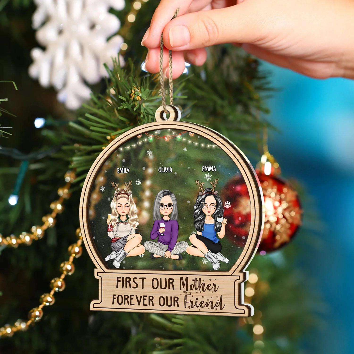 Christmas Mother & Daughter From The Start - Gift For Mother - Personalized 2-Layered Mix Ornament - Image 4