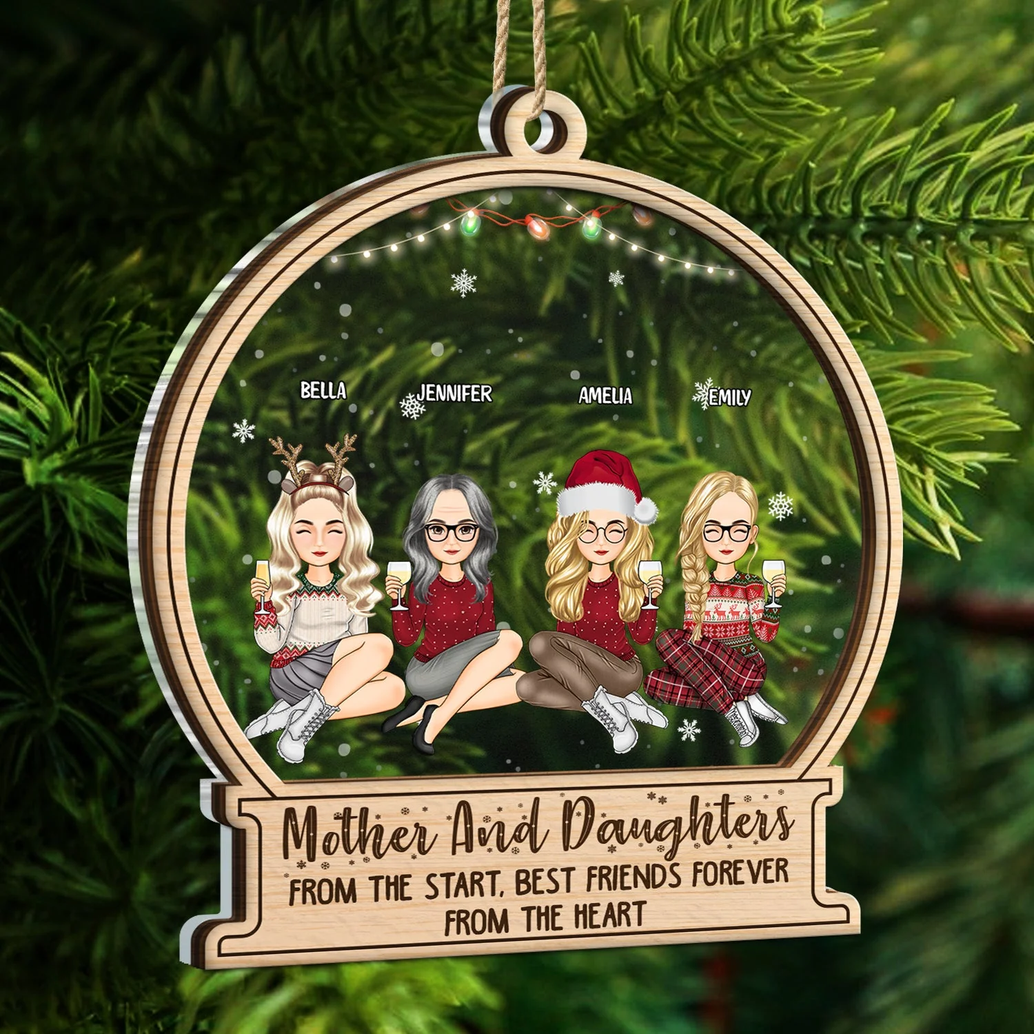 Christmas Mother & Daughter From The Start - Gift For Mother - Personalized 2-Layered Mix Ornament - Image 5