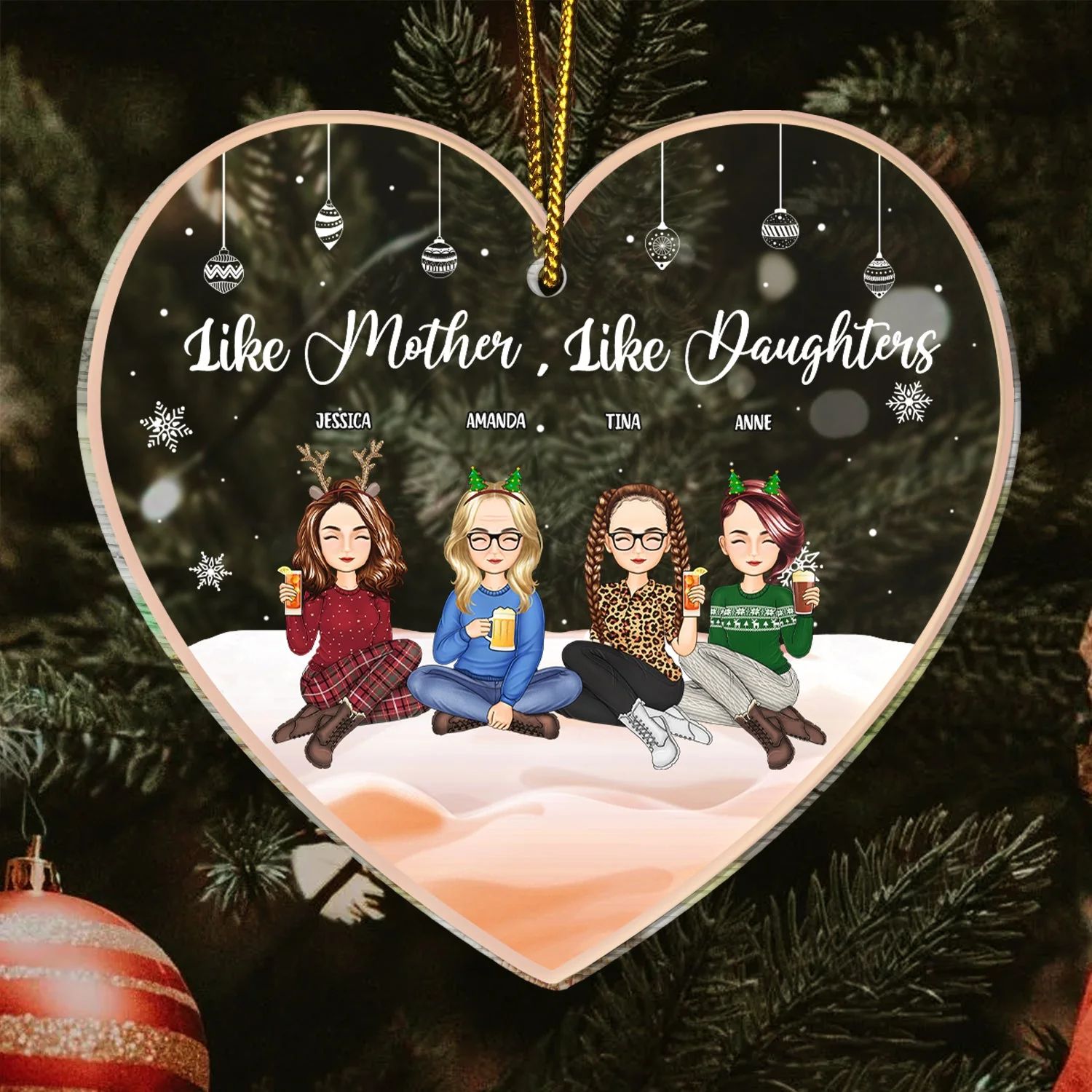 Christmas Mother & Daughter Like Mother Like Daughter - Gift For Mom - Personalized Custom Shaped Acrylic Ornament - Image 3