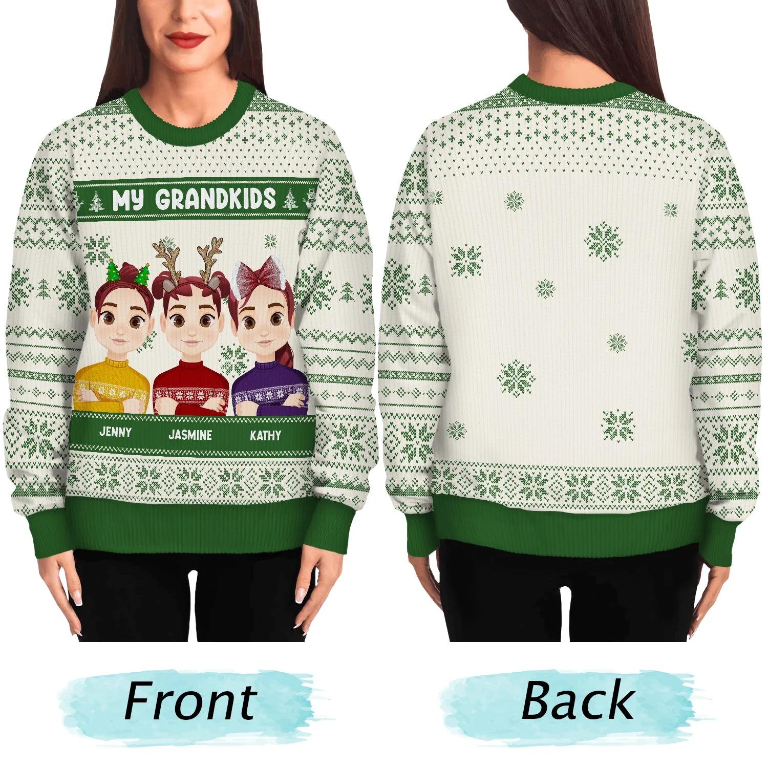 Christmas My Grandkids Our Grandkids - Gift For Grandparents - Personalized Unisex Ugly Sweater - Image 5