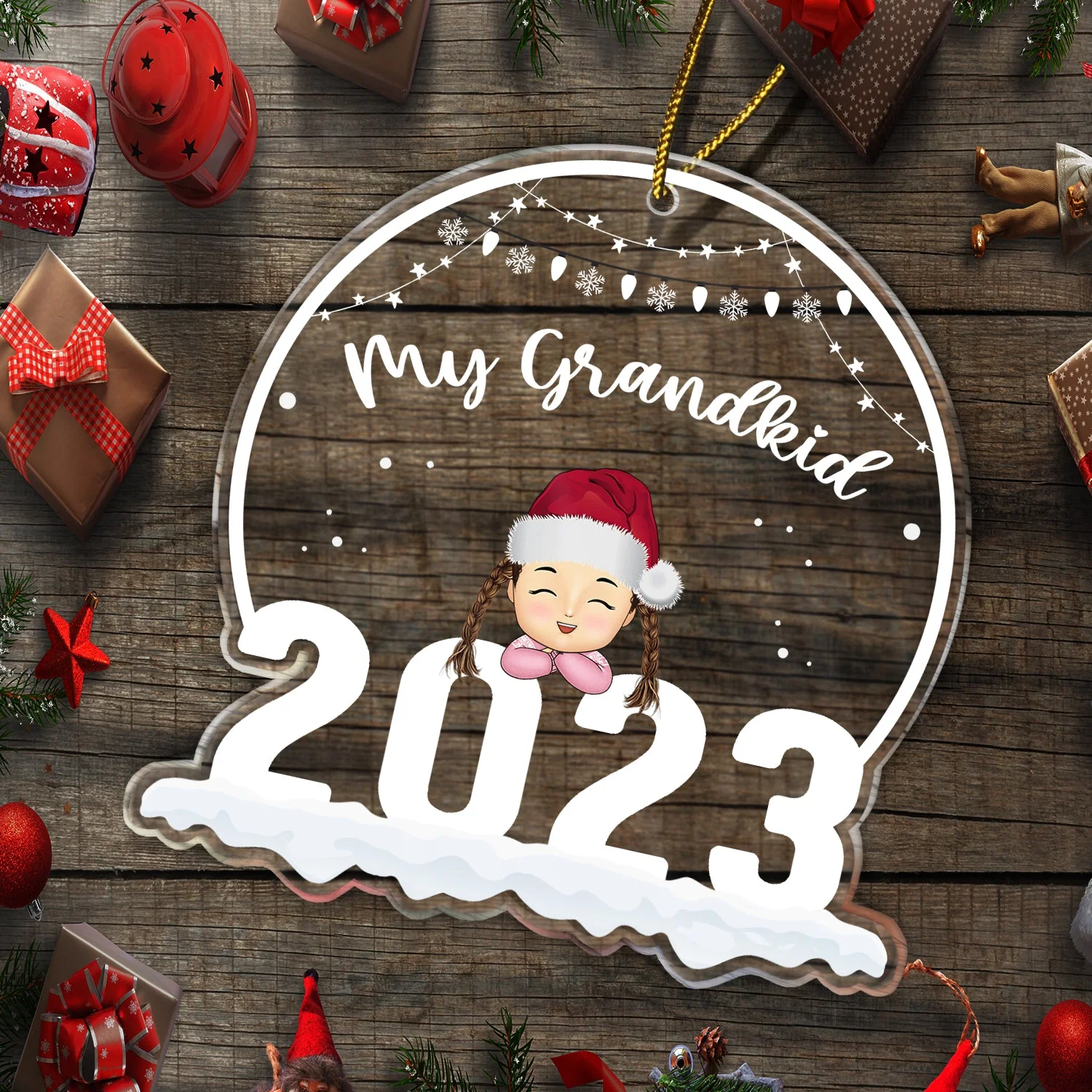 Christmas Our Grandkids 2023 - Gift For Grandparents - Personalized Custom Shaped Acrylic Ornament - Image 5