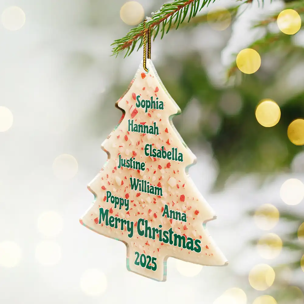 Christmas Peppermint Bark Tree Custom Names - Personalized Custom Shaped Acrylic Ornament - Image 2