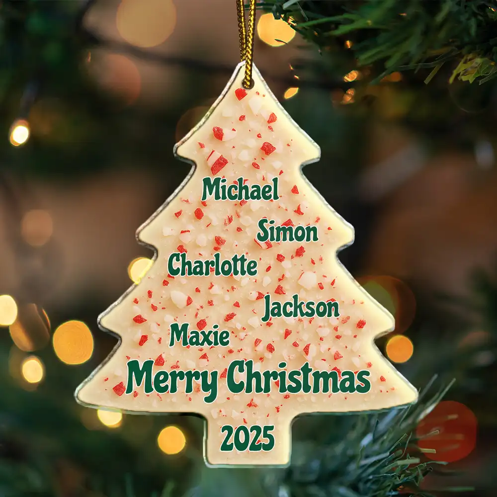 Christmas Peppermint Bark Tree Custom Names - Personalized Custom Shaped Acrylic Ornament - Image 3