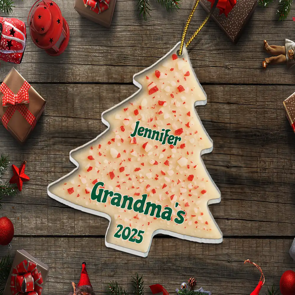 Christmas Peppermint Bark Tree Custom Names - Personalized Custom Shaped Acrylic Ornament - Image 5