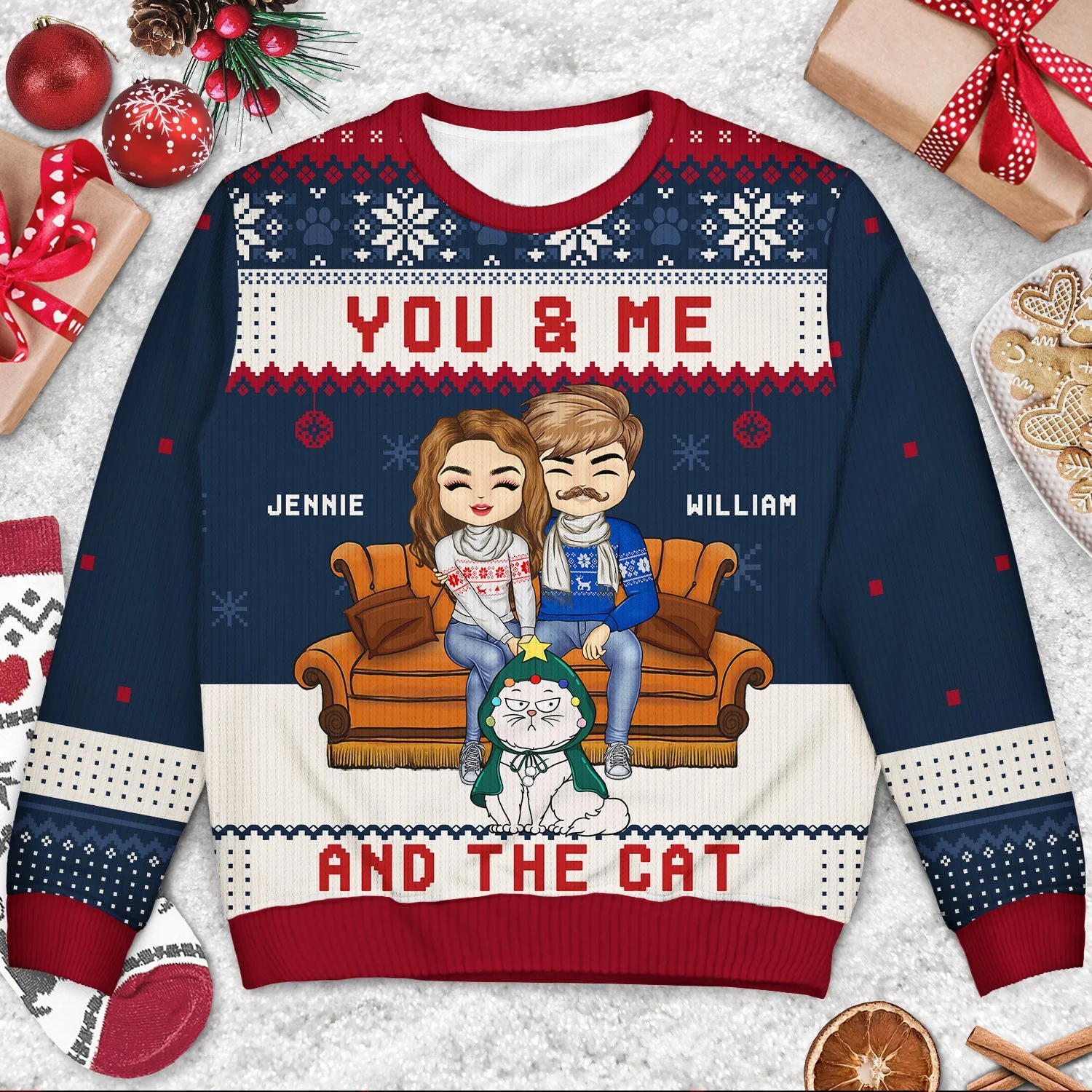 Christmas Pet Lovers Couple You & Me - Gift For Pet Lover Couples - Personalized Unisex Ugly Sweater - Image 3