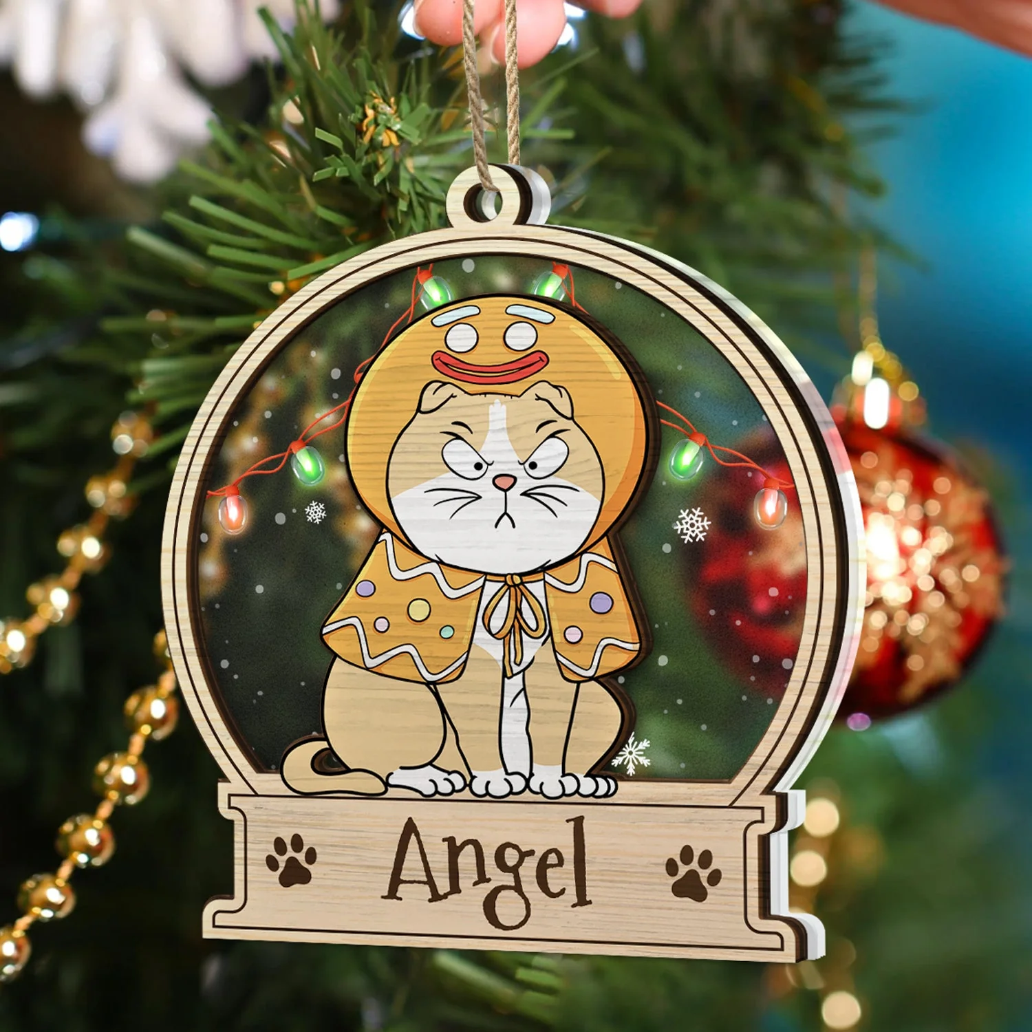 Christmas Pet Lovers Custom Name - Gift For Pet Lovers - Personalized 2-Layered Mix Ornament - Image 4